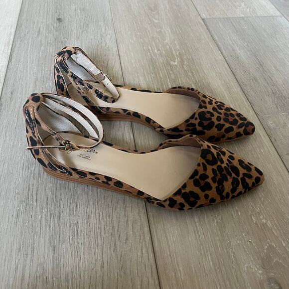 Anthro Seychelles 'Plateau Flats' Women's 7.5 Leopard Print Ankle Wrap Flat - Picture 3 of 10